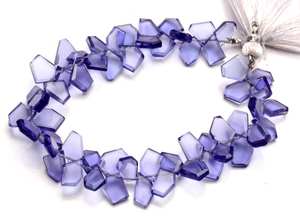 Tanzanite ลูกปัดหินเหลี่ยมเพชรพลอย8-10มม. สีควอทซ์พร้อมการเจาะด้านข้าง - Product Image 4