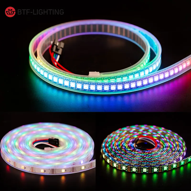 BTF-LIGHTING DC12V Dual Data Wire WS2815 Digital RGB Individually Addressable 30 60 144 Pxiels Programmable Pixel Led Strip