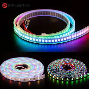 BTF-LIGHTING DC12V 듀얼 데이터 와이어 DC12V 15 디지털 RGB 개별적으로 주소 지정 가능 30 60 144 Pxiels 프로그래밍 가능한 픽셀 Led 스트립