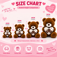 Vente en gros d'usine : Duo d'ours en peluche roux-brun assortis avec coussin cœur 'Je t'aime', animaux en peluche OEM ODM pour cadeau de Saint-Valentin