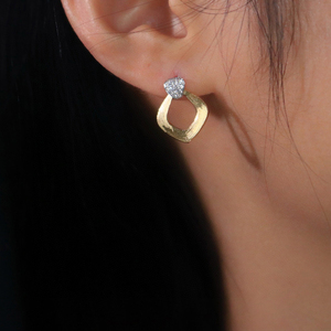 Aazuo – bijoux Vintage en or jaune massif 18 carats, diamants naturels véritables, boucles d'oreilles carrées à la mode, cadeau pour femmes, usage quotidien, Au750 - Product Image 6