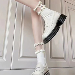 <b>White</b> <b>Lace</b> Slouch Socks Women Mid Calf Breathable Cotton Lolita Style Summer Casual Socks With Ruffle Detail - Product Image 2
