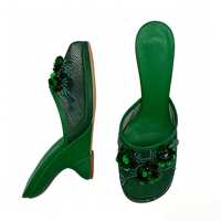 Mules pour femmes faites à la main avec décor floral en maille, bout rond, talon sculpté, dessus en filet respirant, sans bride arrière, à enfiler, pour tenue habillée