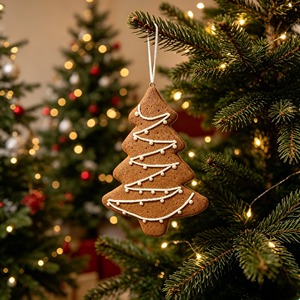 Ornement <span class=keywords><strong>de</strong></span> sapin en pain d'épices avec lumières blanches, décoration suspendue en pâte à modeler pour sapin <span class=keywords><strong>de</strong></span> <span class=keywords><strong>Noël</strong></span> - Product Image 2