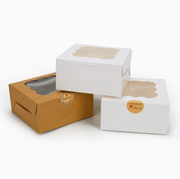 Boîte à cupcakes carrée rigide en papier kraft avec fenêtre, matériaux recyclés, emballage alimentaire pour gâteaux, cadeaux de Pâques et de la Saint-Valentin