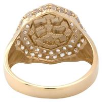 Großhandel Goldfarbener Runder Nugget-Textur Zirkon-Rand Herrenring Perlenbesetzter Rand Hip-Hop Maßgefertigter Unisex Statement Fingerschmuck