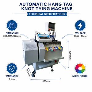 High Speed Clothing Tag Knot Tying Machine <b>Cord</b> Clothes Label Nylon <b>Elastic</b> <b>Cord</b> Threader Hang Tag Stringing Machine - Product Image 4