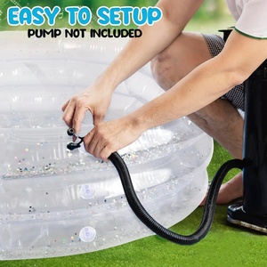 Piscine gonflable transparente et brillante pour enfants et tout-petits avec paillettes argentées, facile à gonfler, petite piscine extérieure - Product Image 3