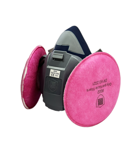 Respirador de media cara con filtro de partículas P3 rosa reemplazable para protección contra el polvo, reutilizable - Product Image 1