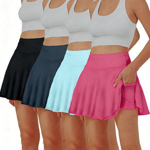 ลดราคาสุดฮอตที่ Temu ชุดกระโปรงกางเกงเอวสูง 4 ชิ้น สำหรับผู้หญิง กระโปรงพลีทสำหรับออกกำลังกาย มีกระเป๋า เหมาะสำหรับยิม โยคะ กีฬา ใส่ลำลองในชีวิตประจำวัน - Product Image 1