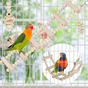 Petits jouets suspendus pour cage à oiseaux, perchoirs pour perruches, calopsites, pinsons, balançoires en bois, jouets à mâcher pour perroquets, fournitures pour oiseaux - Product Image 4