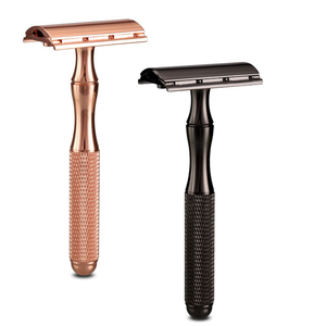 Rasoir à double tranchant pour HOMMES Femmes Rasoirs de sécurité noirs avec métal or rose Produit de soin personnel pour hommes femmes Rasoir - Product Image 3