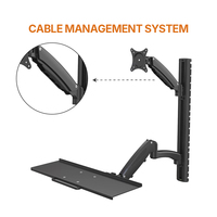 WS02 ErgoSpot Plateau de clavier à bras de moniteur unique et support mural réglable en hauteur pour une utilisation pratique du moniteur