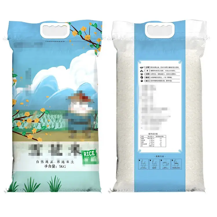 OEM Grain Rice PP Transparent Woven Bag With Punch Handle