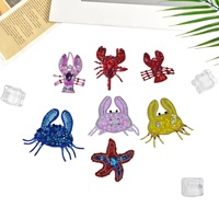Nouvelles Appliques de Luxe en Forme de Crabe et de Crevette Brodées à la Main avec Perles et Paillettes pour Sacs, Coques de Téléphone, Chapeaux et Vêtements