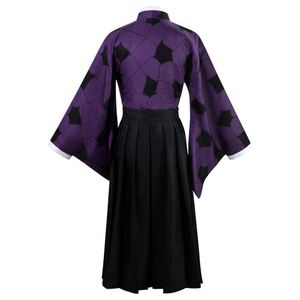 Costume de cosplay d'anime japonais, motif géométrique violet, kimono, tenue de samouraï Hakama pour Halloween, fête de carnaval - Product Image 3