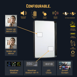 Interruptor Táctil con Sensor ENE IP44, Marco de Aluminio Iluminado con Espejo, Compatible con Alexa/<span class=keywords><strong>Google</strong></span> <span class=keywords><strong>Home</strong></span>, 5 Años de Garantía, Diseño Británico Moderno para el Hogar - Product Image 4