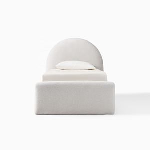 Großhandel Kinder betten gepolstert mit Ausziehbett Soft Fabric <span class=keywords><strong>Single</strong></span> Double Size Custom ized Farbe Modernes Bett - Product Image 3