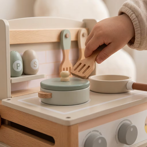 Children's Cooking Wooden Mini Montessori Kitchen Toy Set Realistic Toddler Pretend Play Ages 2-7 Desktop <strong>Gift</strong> - Product Image 1