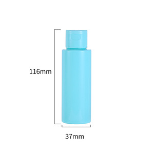 Flacon de voyage en plastique bleu 80 ml avec bouchon à clapet pour usage cosmétique visage - Product Image 4