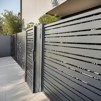Panneaux de lattes de clôture en métal de jardin de persienne en aluminium horizontal noir modèle 3D clôture de confidentialité en aluminium clôture de ferme à pression naturelle