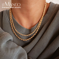 EMANCO Collier chaîne torsadée en acier inoxydable couleur or, style minimaliste unisexe, vente en gros et dropshipping