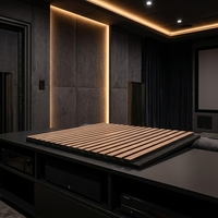 Panneaux muraux acoustiques 3D modernes en lattes, en fibre de polyester PET écologique et panneau MDF, pour l'insonorisation des hôtels et des studios à domicile