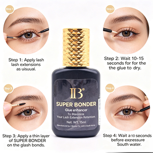 Colla per Extension Ciglia IB Beauty Super Bonder 15ml a Lunga Durata, Primer Forte, Siero per Ciglia, Adesivo per Ciglia - Etichetta Privata <span class=keywords><strong>Koren</strong></span> - Product Image 3