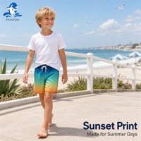Shorts de plage unisexes Phayon pour enfants, grande taille, été, UPF 50+, séchage rapide, imprimé rayé coucher de soleil, respirant, polyester 120g, taille élastique
