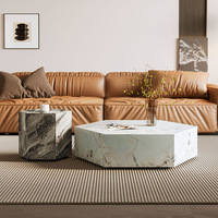 Table basse italienne en pierre brûlée table basse hexagonale design SLATE