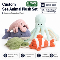 Nouvelles peluches d'animaux marins transfrontalières, requin, pieuvre, tortue, poisson-clown, couverture en coton PP, ours en maille, cadeaux d'anniversaire en gros