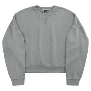 เสื้อสเวตเชิ้ตผ้าเกล็ดปลาเทอร์รี่สำหรับผู้ชาย, เสื้อโอเวอร์ไซส์ผ้าฝ้าย100% ฟอกลายครอปสีพื้นสำหรับฤดูหนาว - Product Image 6