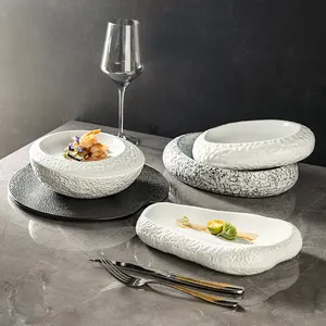 Louça irregular Porcelana Platos Para Restaurante Sopa Tay Creative Salada Pratos e Pratos Restaurante Cerâmica Chef Prato