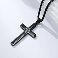 Collier pendentif en acier inoxydable 316l PVD de haute qualité, croix religieuse chrétienne catholique en zircon, bijoux de mode, vente en gros pour hommes