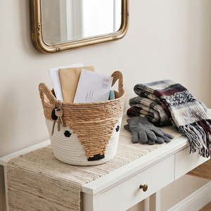 Cesta de Almacenamiento de Mimbre con Forma de Animal, Organizador de Juguetes Tejido a Mano con Diseño de Zorro, Contenedor Decorativo para Cuarto Infantil - Product Image 6