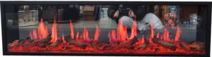 Electric <strong>Fireplace</strong> Heater Mirror Back Steel Remote Control Insert 1500W for Living Room Hotels Villas Apartments US <strong>UK</strong> - Product Image 4
