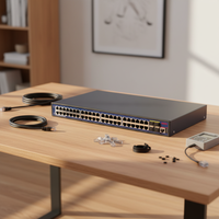 Commutateur réseau PoE Hedy compatible VLAN/QOS/Watchdog, 176 Gbit/s, 8000 W, 48 ports PoE, 4 ports SFP+ pour liaison montante