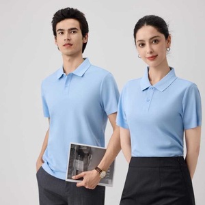 Polo de Manga Corta Azul Cielo, Algodón Transpirable, Uniforme de Trabajo Unisex, Personalizable con Logotipo - Product Image 1