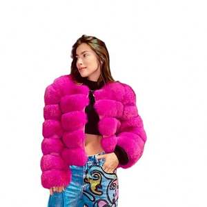 2023新しいカスタム長袖ファッション女性ふわふわプラスサイズの女性の服の毛皮のジャケット冬の女性のための本物のキツネの毛皮のコート - Product Image 5