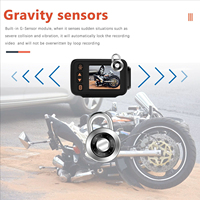 Caméra de tableau de bord pour moto, étanche, HD, double objectif, 2,0 pouces, contrôle par câble, enregistreur vidéo avant et arrière 1080P, DVR pour moto