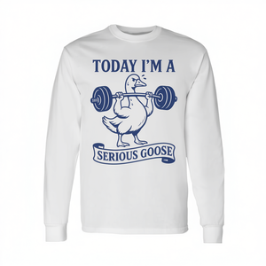 Hoy soy un pato serio, camiseta de manga larga unisex con cuello redondo para gimnasio, fitness y levantamiento de pesas - Product Image 3