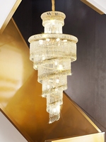 Lustre d'escalier en cristal buduplex bâtiment Villa Pick vide, luminaire suspendu de luxe Post-moderne haut de gamme pour hall d'hôtel
