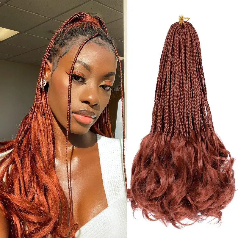 Venta al por mayor 75g puntas rizadas rizos franceses extensiones de cabello sintético trenzado cabello trenzado rizado para mujeres negras