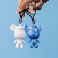 Nouveau porte-clés tendance en forme d'ours blanc de 8 cm, personnalisable, à peindre soi-même, style Bearbrick, art fluide