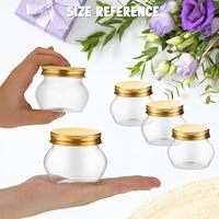 Stoples Kaca Bulat 4 oz dengan Tutup Plastik untuk Penyimpanan Kaviar, Herbal, Jelly, Selai & Madu - Aman untuk Makanan