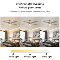 Haute Qualité Chambre Salon Moderne Réversible Lustre En Cristal De Luxe Ventilateur de Plafond Avec Lumière