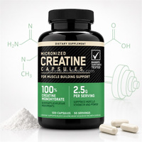 Capsules de créatine monohydrate micronisée pour adultes, complément alimentaire en marque privée OEM, 500 mg, gestion de l'énergie et croissance musculaire