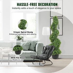 2pcs 91cm Artificielle Buis Tour Topiaire Spirale Plante Vert Plastique PE Fer Topiaire Décoratif 10pcs Feuilles De Remplacement - Product Image 5