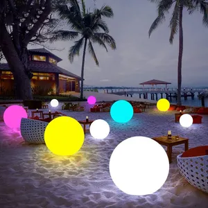 เปลี่ยนสี 34 ซม. PVC ชาร์จพลังงานแสงอาทิตย์ลูกบอลชายหาดกันน้ําทรงกลมลูกโลกลอย LED สระว่ายน้ํา Ball Lighting