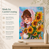 Kit de Peinture Diamant Carré KS Craft Fille Tournesol Portrait Floral, Perles Spéciales, Art Diamant DIY, Décoration Maison, Cadeau